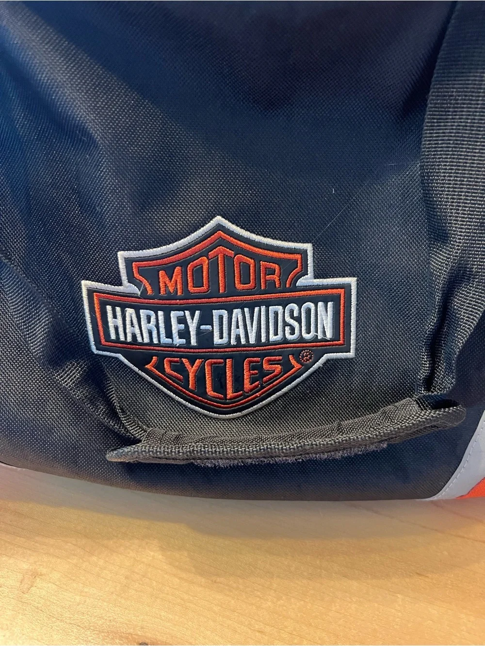 Harley-Davidson Black and Orange Logo Duffel Bag